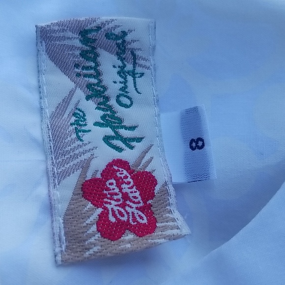 Hilo Hattie Elegant White Floral Dress 8 Zip Up With Ruffle Bottom - Picture 10 of 11